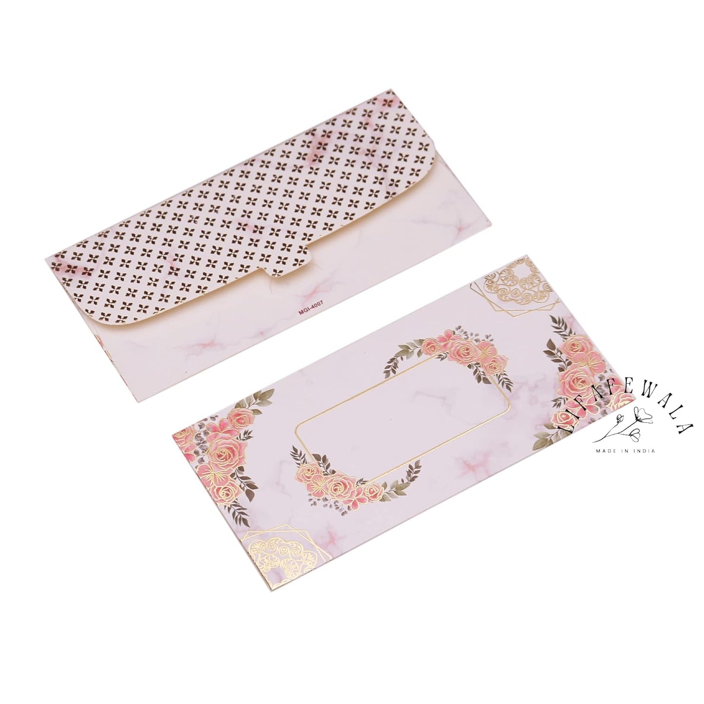 LIFAFEWALA Premium & Exclusive Floral Print Money and Shagun Envelopes for Weddings, Birthdays|Cream Base |Pack of 10|