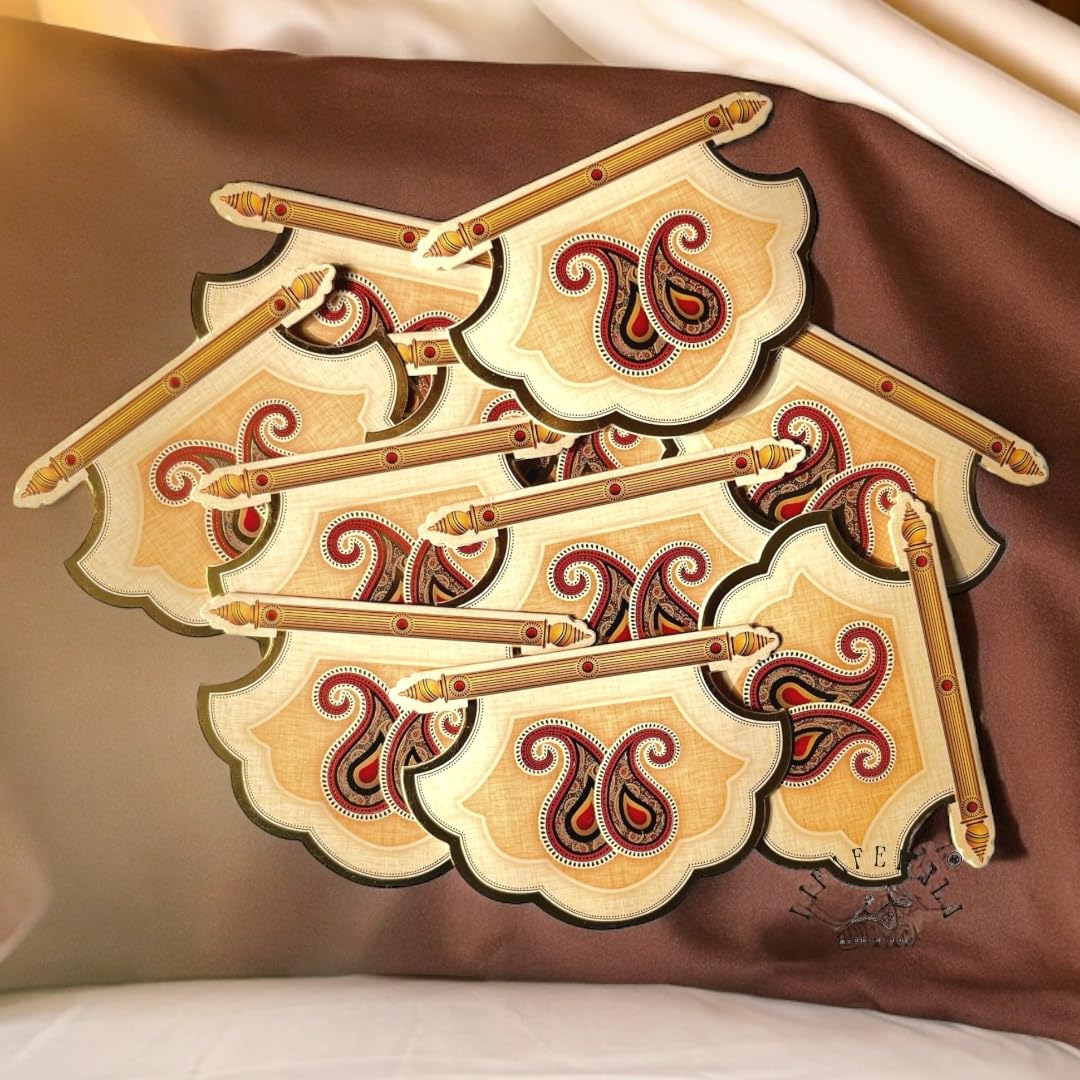 Lifafewala Unique and Exclusive Designer Fan Shaped Money And Shagun Envelopes for Weddings, Birthdays and Various other Occasions (Cream)