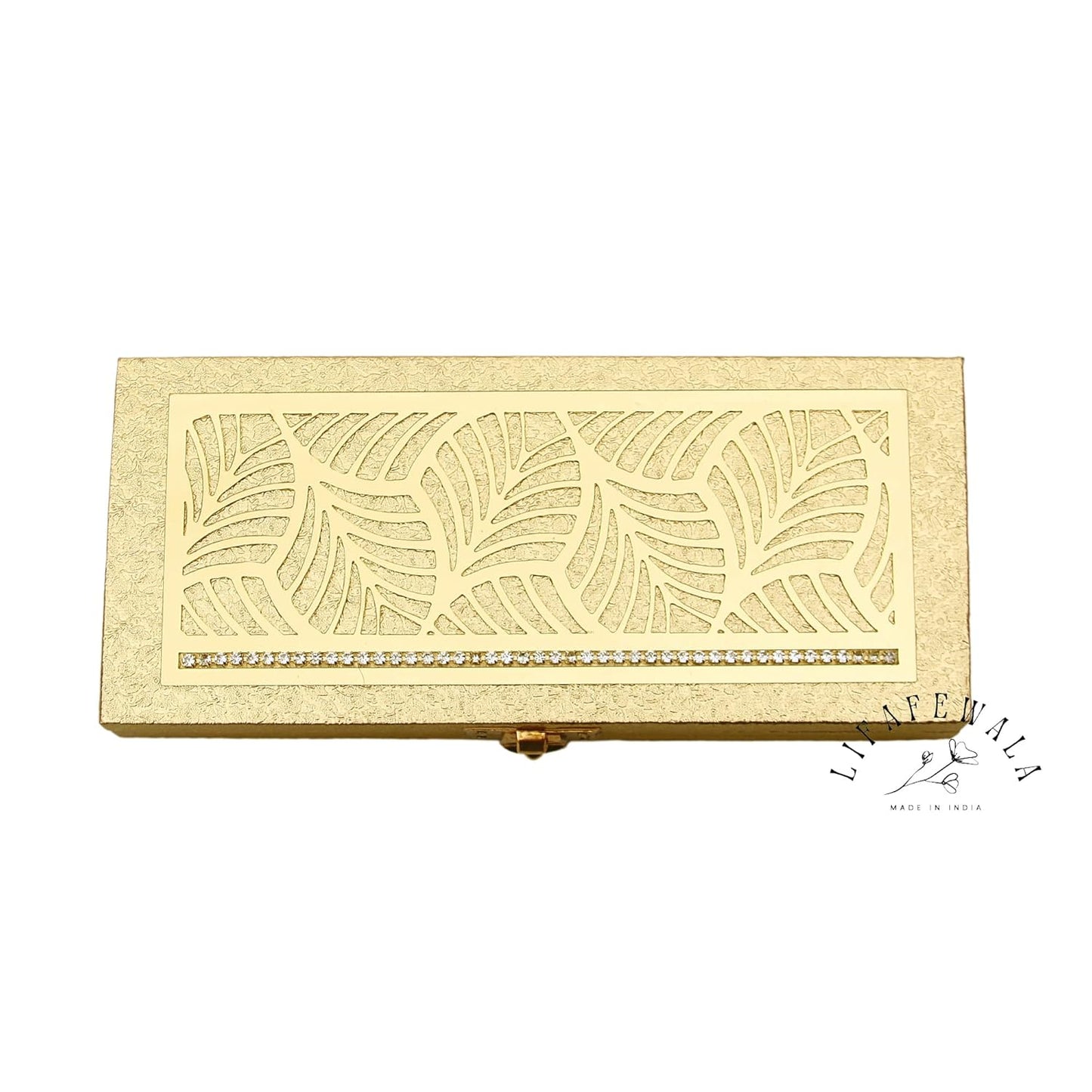 LIFAFEWALA Designer Rectangular Shaped Cash Box, Shagun Box, Gift Box, Gaddi Box, Jewellery Box, Shagun Envelope (Golden, Pack of 1)