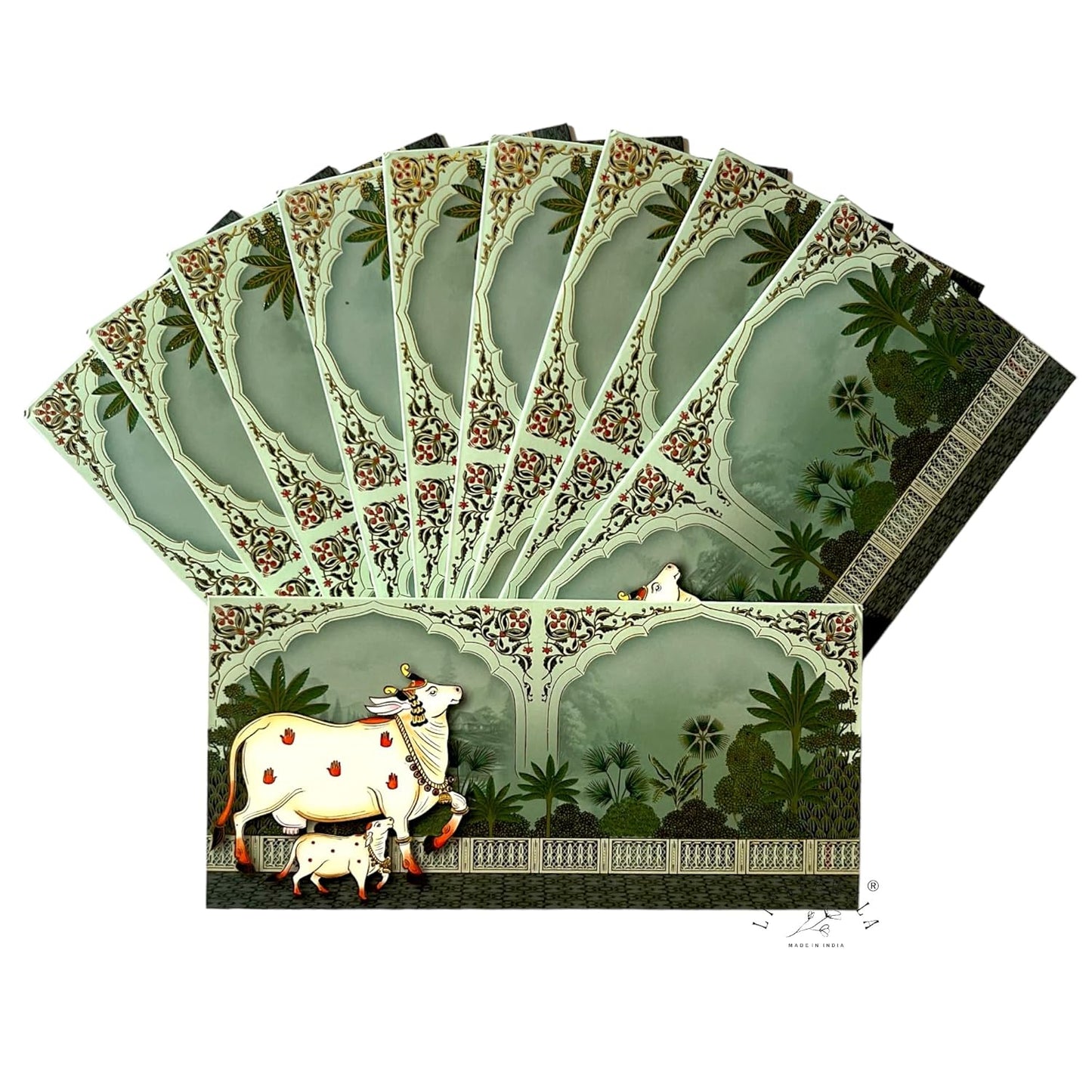 Premium Pichwai Print Designer Envelopes – Velvet Touch Gold Foil Gift Covers by Lifafewala