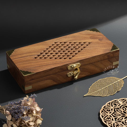 LIFAFEWALA Handmade Wooden Gaddi Box, Jewellery Box, Cash Box, Gift Box,Premium Money Box Envelope Luxury Envelope Shagun Box With For Wedding, Rakhi & Other Festivities (Brown Color)