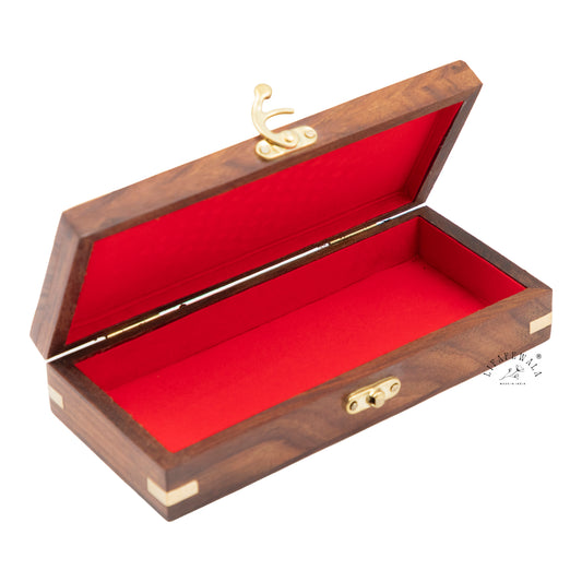 LIFAFEWALA Handmade Wooden Gaddi Box, Jewellery Box, Cash Box, Gift Box,Premium Money Box Envelope Luxury Envelope Shagun Box With For Wedding, Rakhi & Other Festivities (Brown Color)