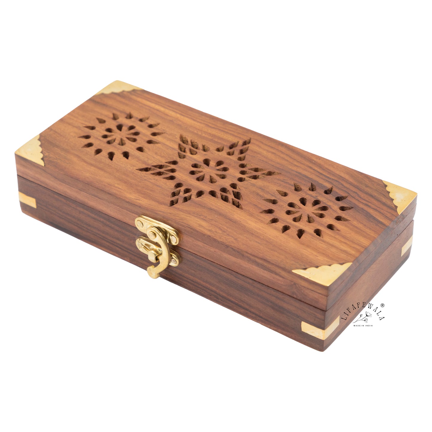 LIFAFEWALA Handmade Exclusive Wooden Gaddi Box, Jewellery Box, Cash Box, Gift Box,Premium Money Box Envelope Luxury Envelope Shagun Box With For Wedding, Rakhi & Other Festivities (Brown Color)