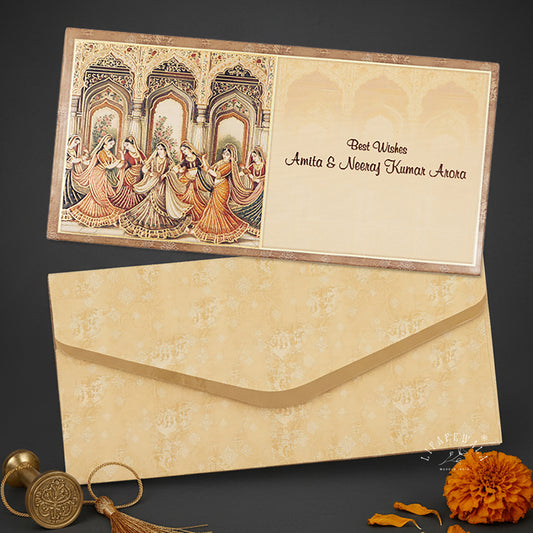 Designer Print Shagun Envelopes – Velvet Feel Gold Foil with UV Finish Wedding Gift Covers | Lifafewala