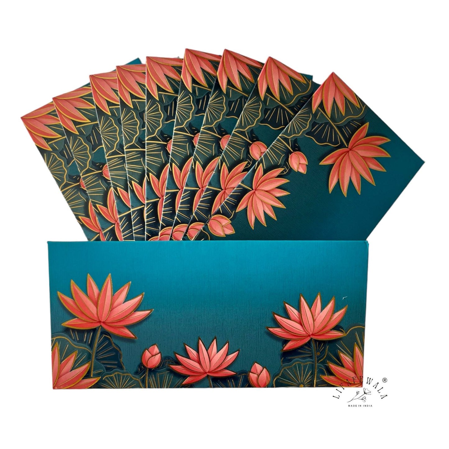 LIFAFEWALA Beautiful floral Design Gift Envelopes in Gold Foil for Gifting Money on Weddings, Birthdays, Celebrations, Etc (Velvet Feel) (Pack of 20-200)
