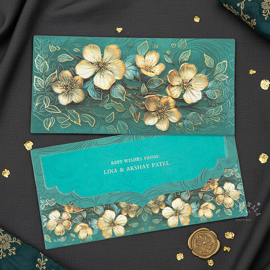 LIFAFEWALA Velvet Feel Designer Shagun Lifafa with Gold Foil Print