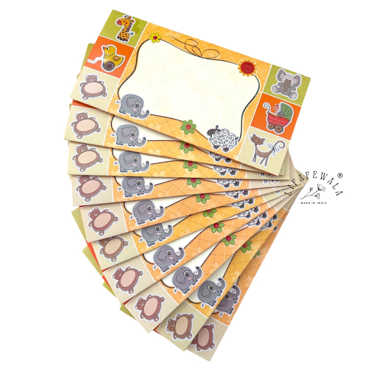 Cute Orange Kids Shagun Envelopes | LIFAFEWALA 3-Fold Design for Baby Showers, Birthdays & Gifting (Pack of 20–200)