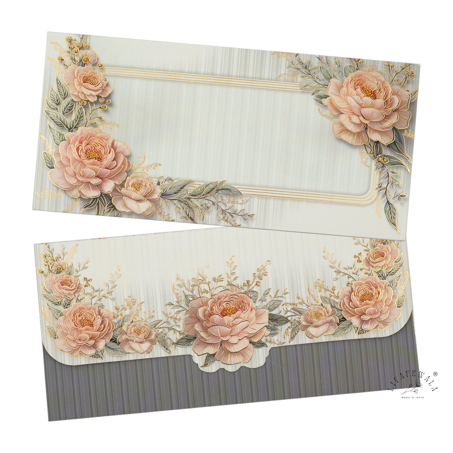 Floral White Velvet Finish Money Envelopes | LIFAFEWALA Shagun Lifafa (Gold Foil, Pack of 20–200)