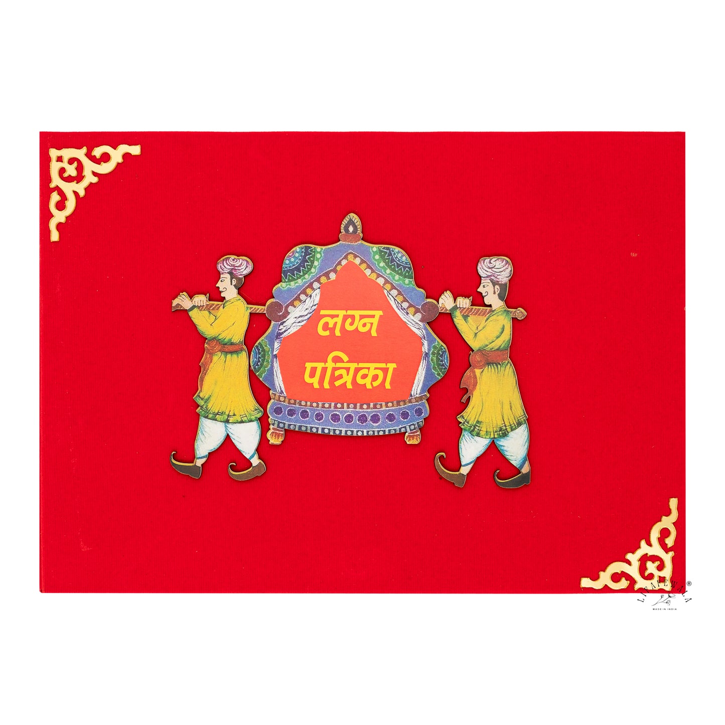 Premium Jumbo Lagan Patrika – Royal Palki Design Wedding Invitation in Red | Lifafewala