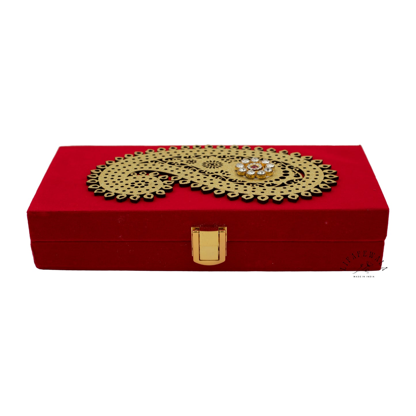 Laser Cut Carry Design Shagun Box | LIFAFEWALA (Red Velvet, Premium Gift Box, Pack of 1)