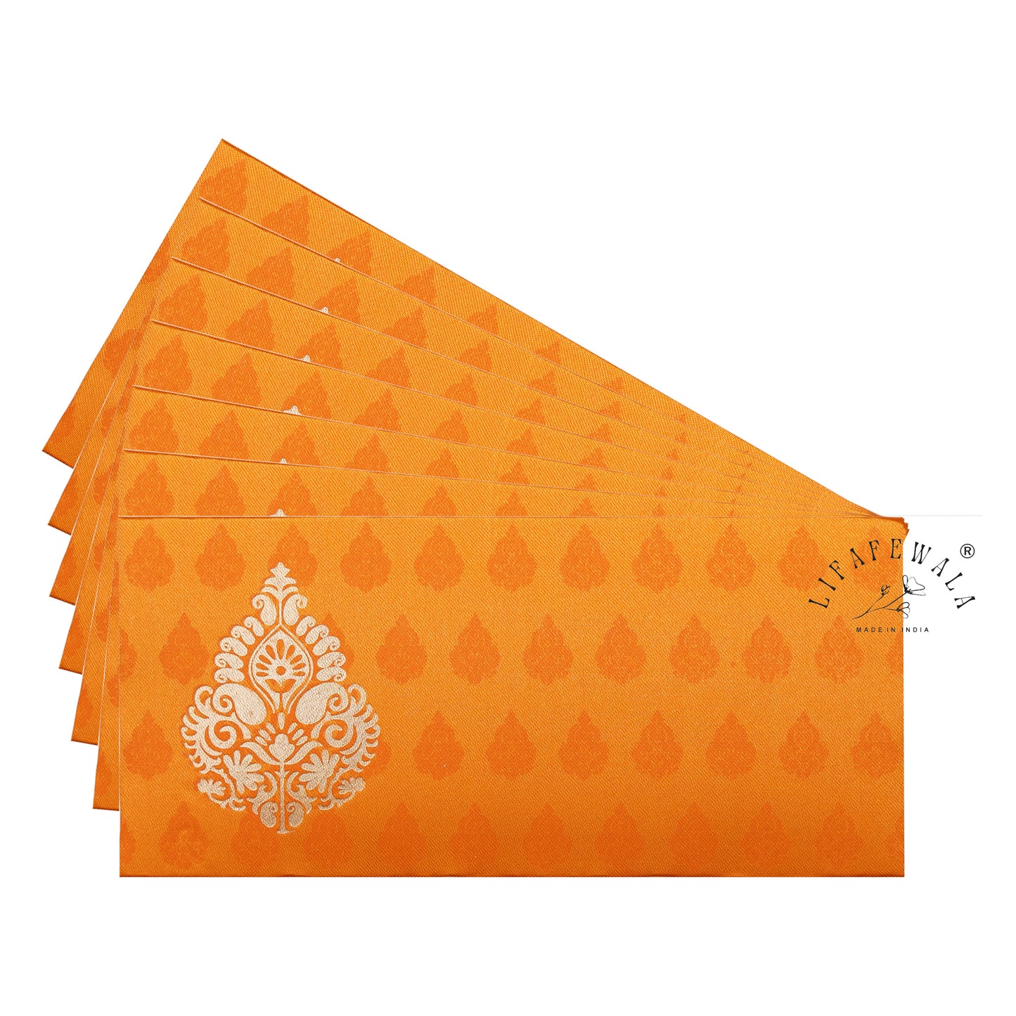 Satin Cloth Shagun Envelopes – Premium Fabric Finish Gift Covers in Orange | Lifafewala