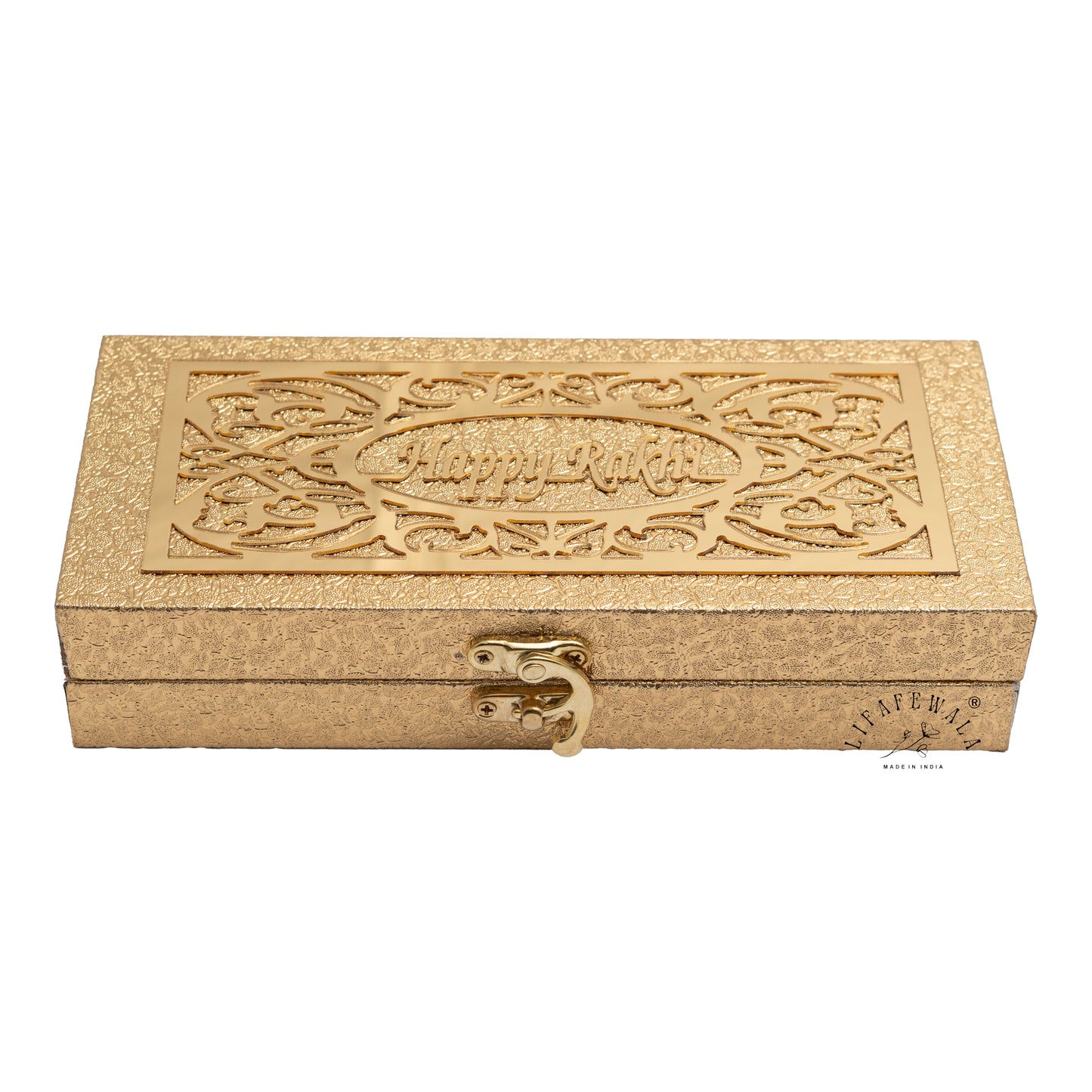 Happy Rakhi Lazer Cut Designer Gaddi Box, Jewellery, Shagun, Cash, Gift Box, Money Envelope for Brother/Sister For Raksha Bandhan in Golden Color for two Gaddi – Lifafewala