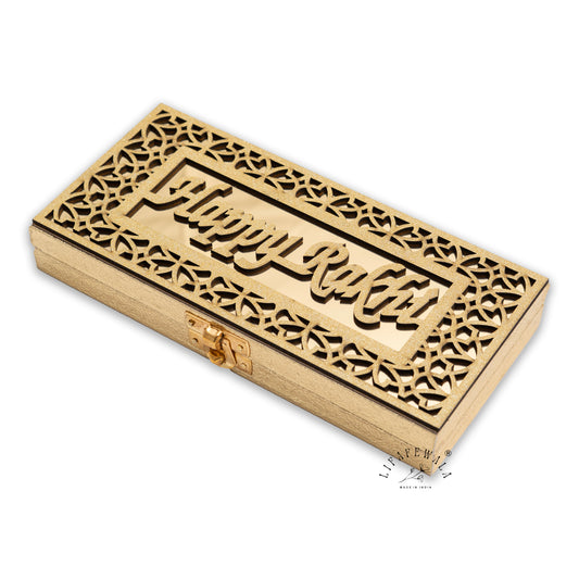 Happy Rakhi Luxurious Mirror Gaddi Box, Jewellery, Shagun, Cash, Gift Box, Money Envelope for Brother/Sister For Raksha Bandhan in Golden Color – Lifafewala