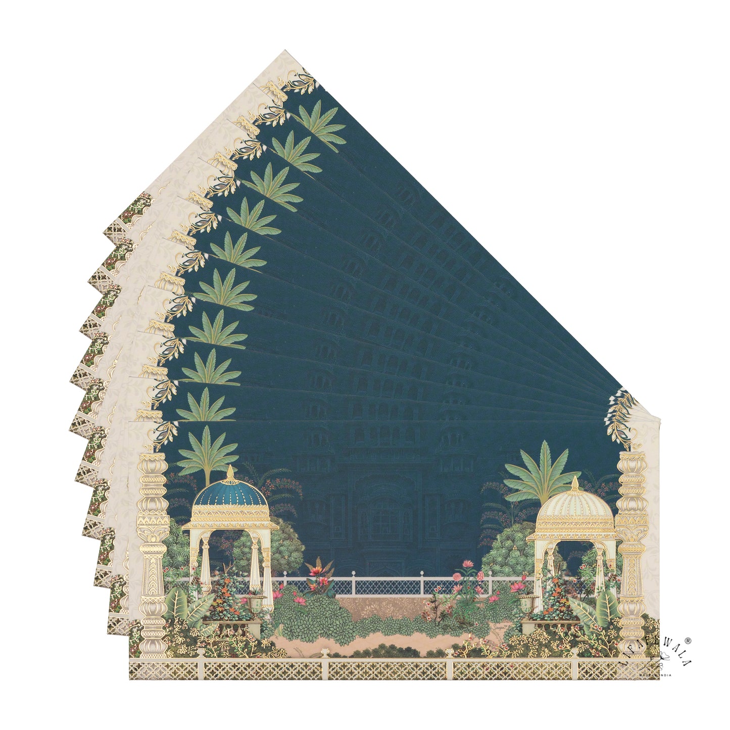 LIFAFEWALA Beautiful Peacock & Orchard Design Gift Envelopes in Gold Foil for Gifting Money on Weddings, Birthdays, Celebrations, Etc (Velvet Feel) (Pack of 20-200)