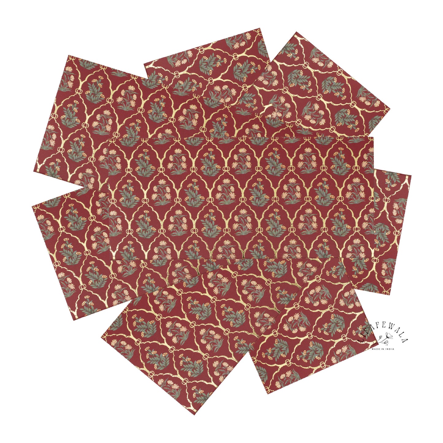 Premium Maroon Floral Money Envelopes | LIFAFEWALA Shagun Lifafa (Gold Foil, Pack of 20–200)
