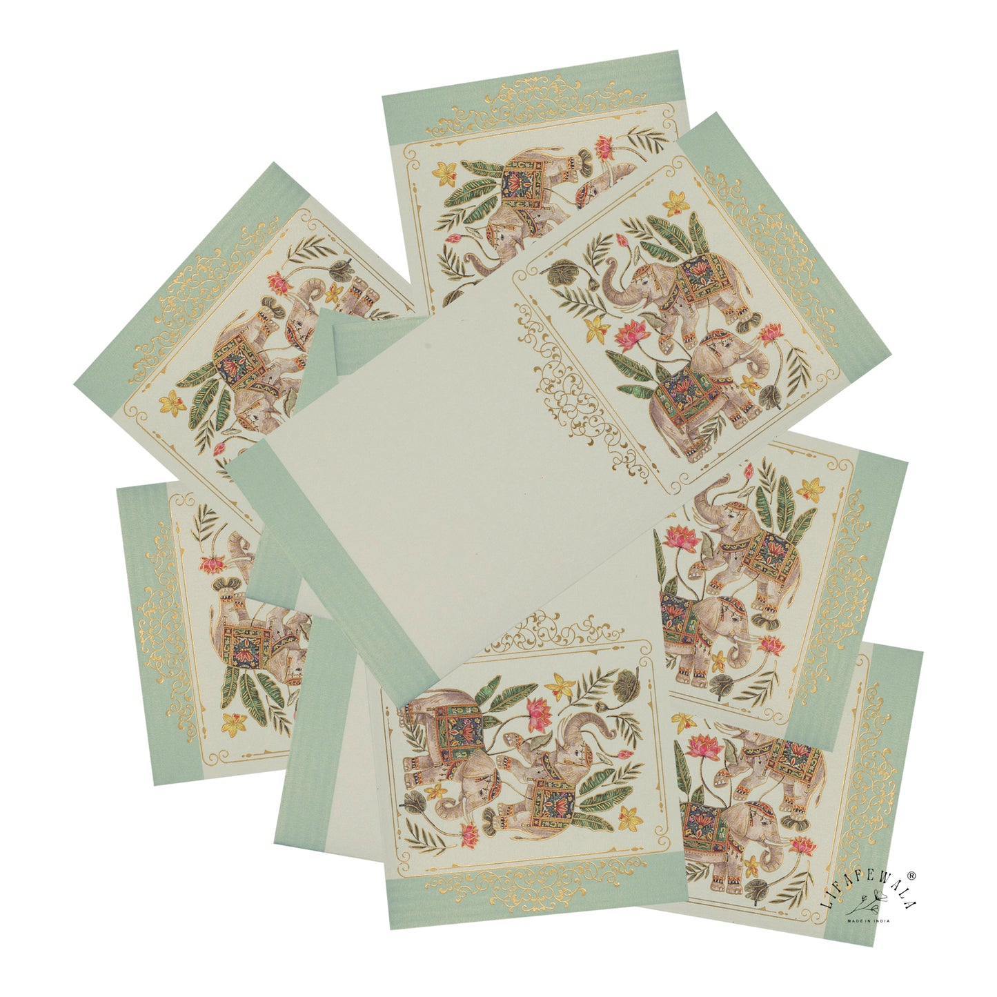 Gold Foil Elephant Shagun Envelopes | LIFAFEWALA (Scented Metallic, Pack of 20–200)