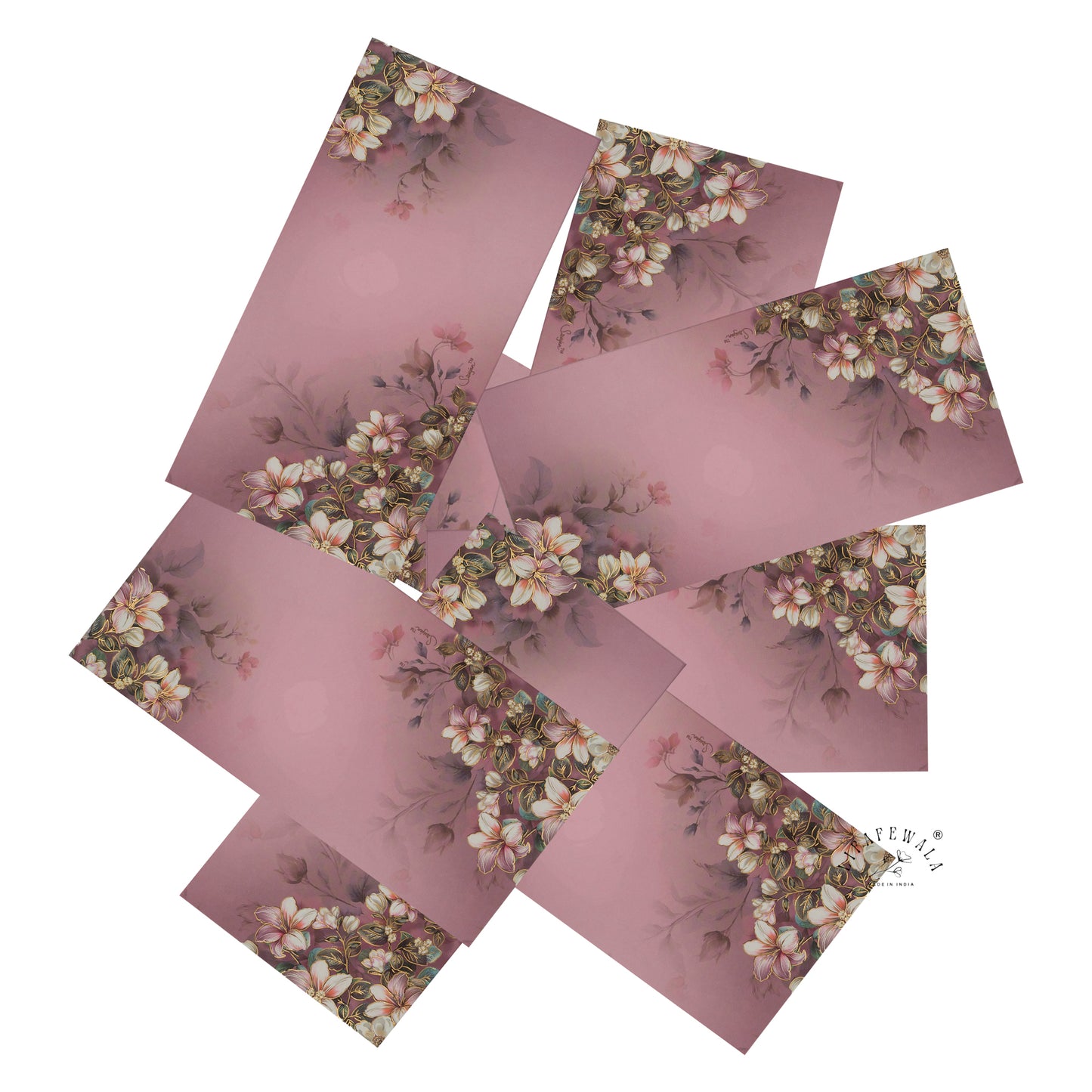 Purple Floral Golden Foil Shagun Envelopes | LIFAFEWALA (Pack of 20–200, Matte Finish Money Gift Covers)