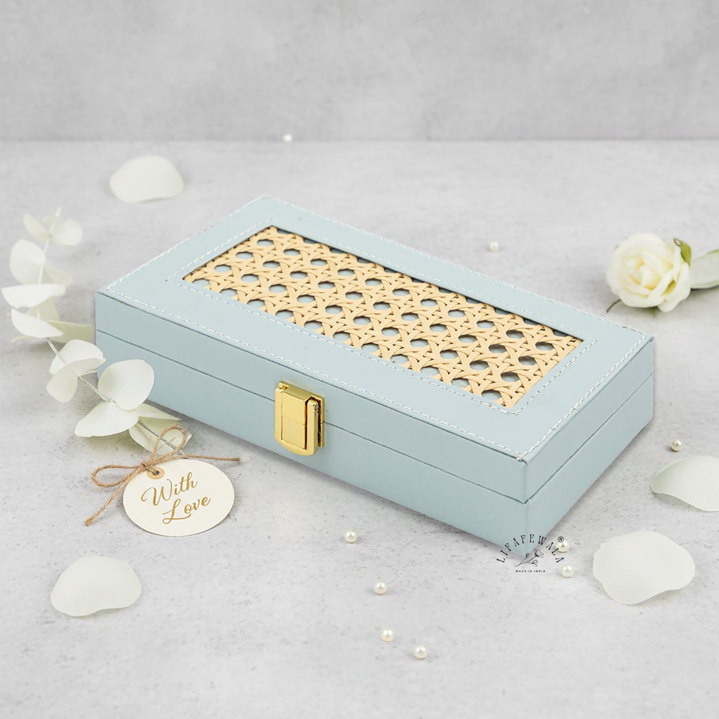 Decorative Pastel Blue Handcrafted Gaddi Box – Premium Shagun, Cash & Jewellery Gift Box | Lifafewala