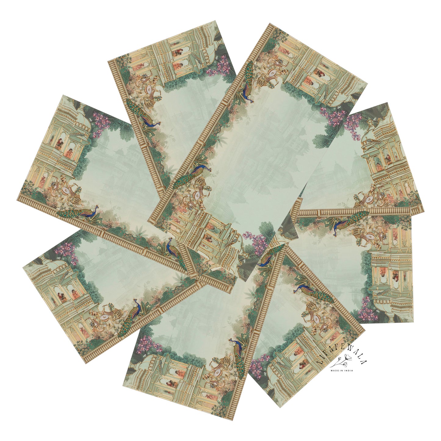 Royal Peacock Design Shagun Lifafa | LIFAFEWALA Velvet Gold Foil Envelopes (Green, Pack of 20–200)