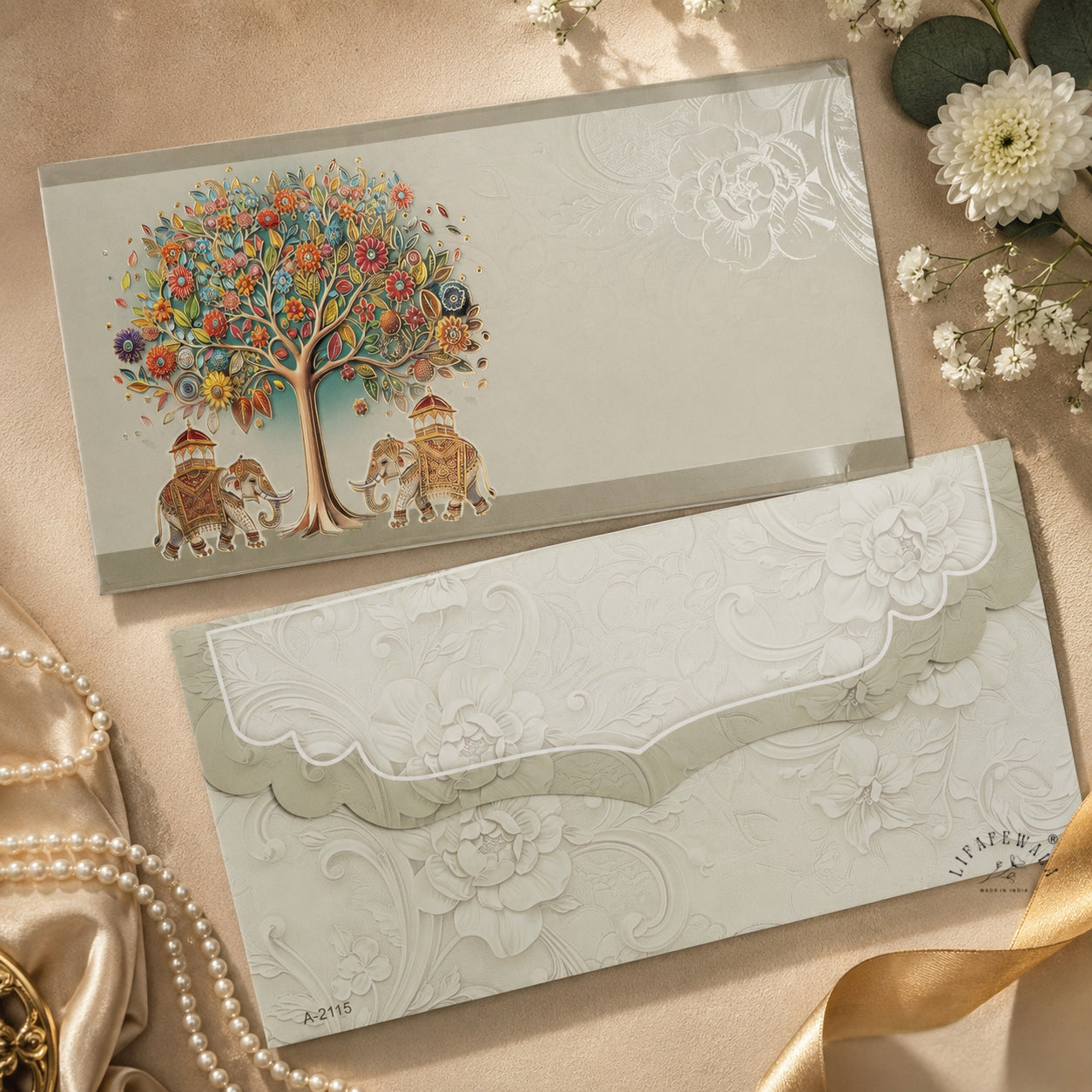 Premium Elephant Design Shagun Envelopes – Stylish 3D Pop Up in Matte Finish with Gold Foil & UV | Lifafewala (Copy)