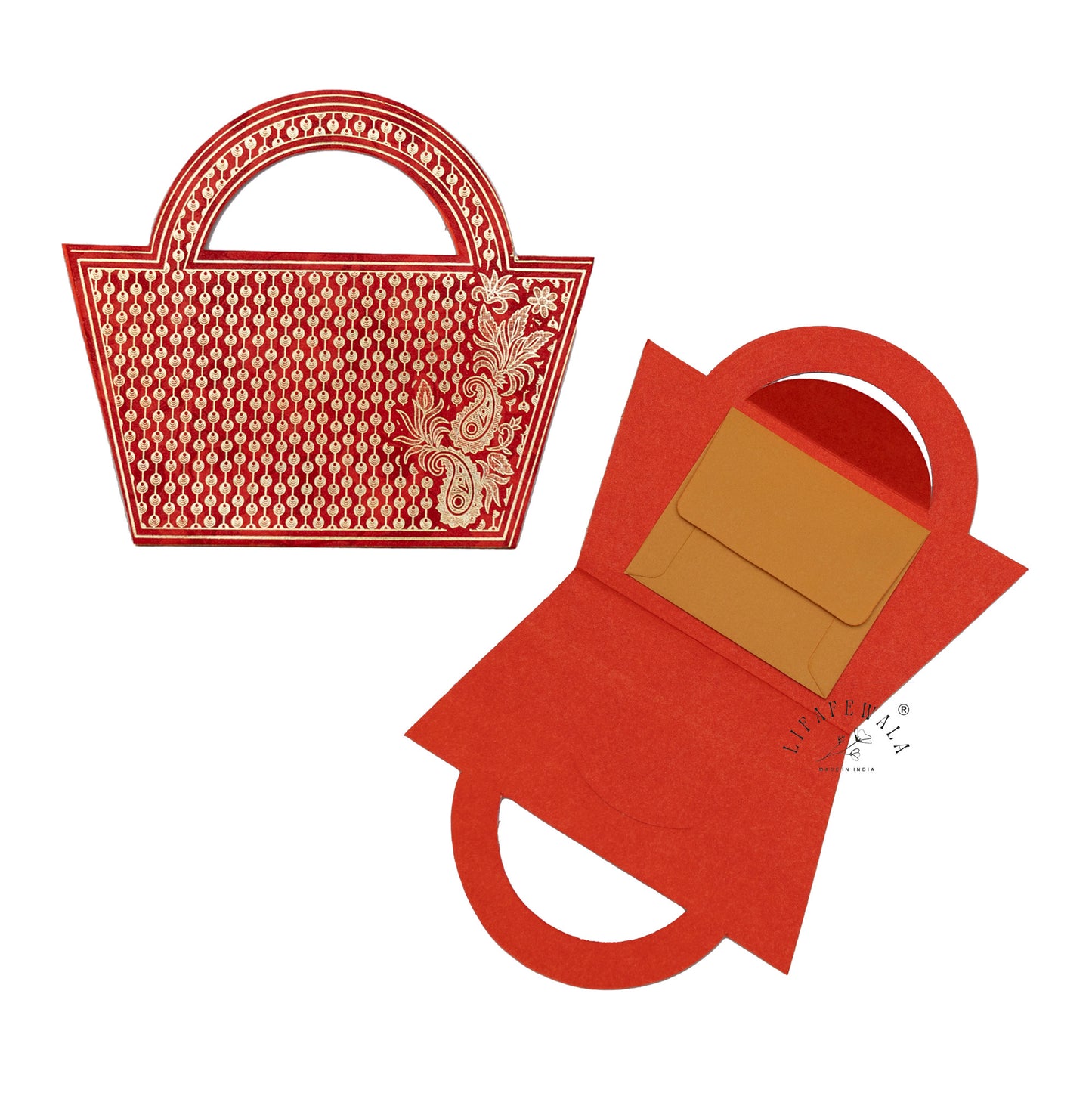 Handcrafted Ethnic Basket with Handle & Shagun Envelopes | LIFAFEWALA Premium Wedding & Festive Gift Set (Pack of 20–200)