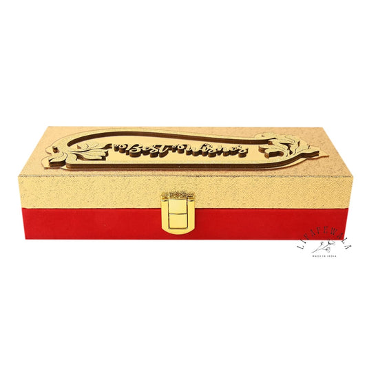 Designer wedding cash gift box in golden color