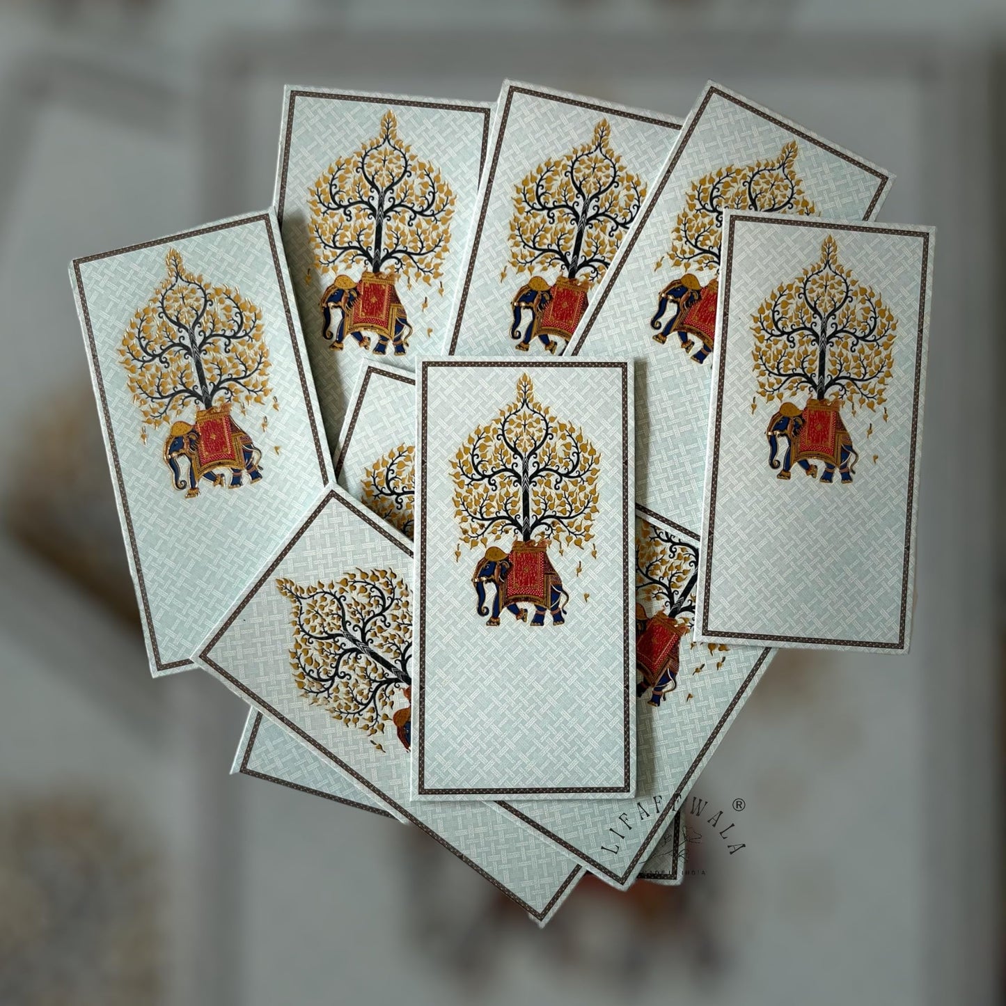 “Velvet feel elephant motif envelopes for gifting”