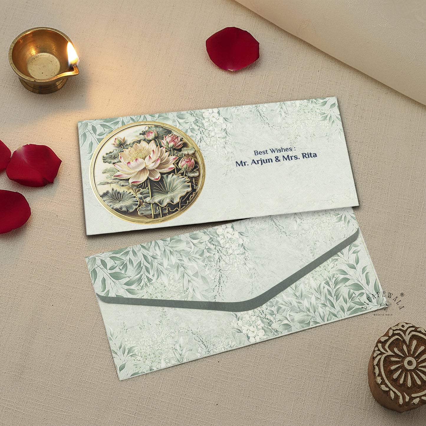 Floral Velvet Finish Gold Foil Shagun Envelopes | LIFAFEWALA (Pack of 20–200)