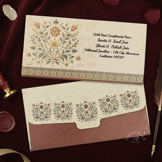 Premium Floral Design Shagun Lifafa | LIFAFEWALA Gold Foil Envelopes (Cream, Pack of 20–200)