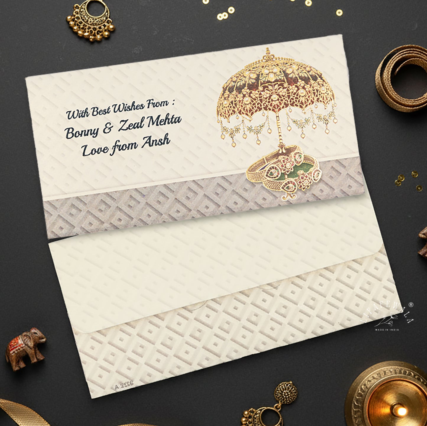 Gold Foil Umbrella Shagun Envelopes | LIFAFEWALA (Scented Metallic, Pack of 20–200)