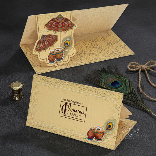 Premium Umbrella Design Shagun Envelopes – Stylish 2.5 Fold Matte Finish with Gold Foil & UV | Lifafewala