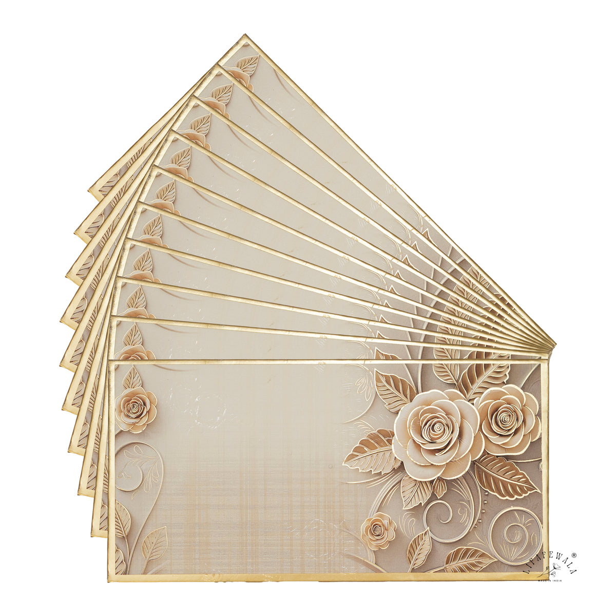 Ivory Rose Bouquet premium shagun envelope by LIFAFEWALA – fanned pack