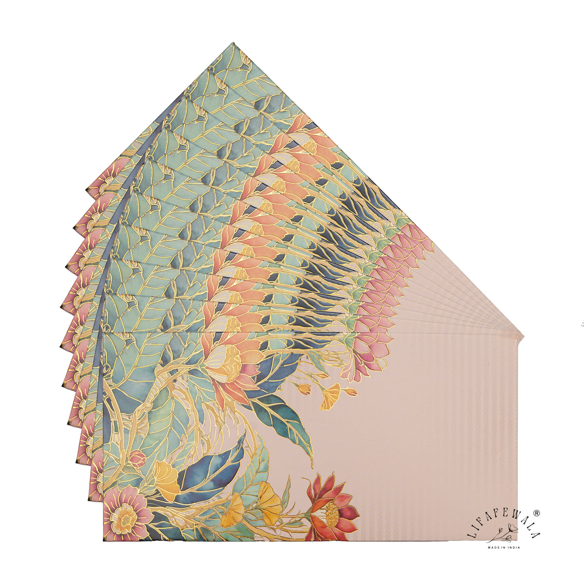 Blush Stained Glass Floral digital print shagun envelope by LIFAFEWALA – fanned pack