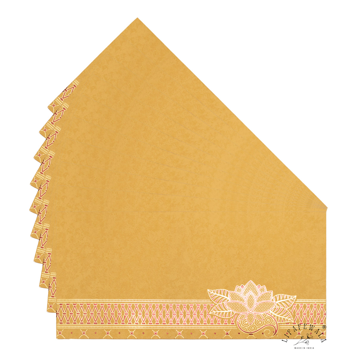 Golden Kamal Lotus velvet shagun envelope by LIFAFEWALA – fanned pack