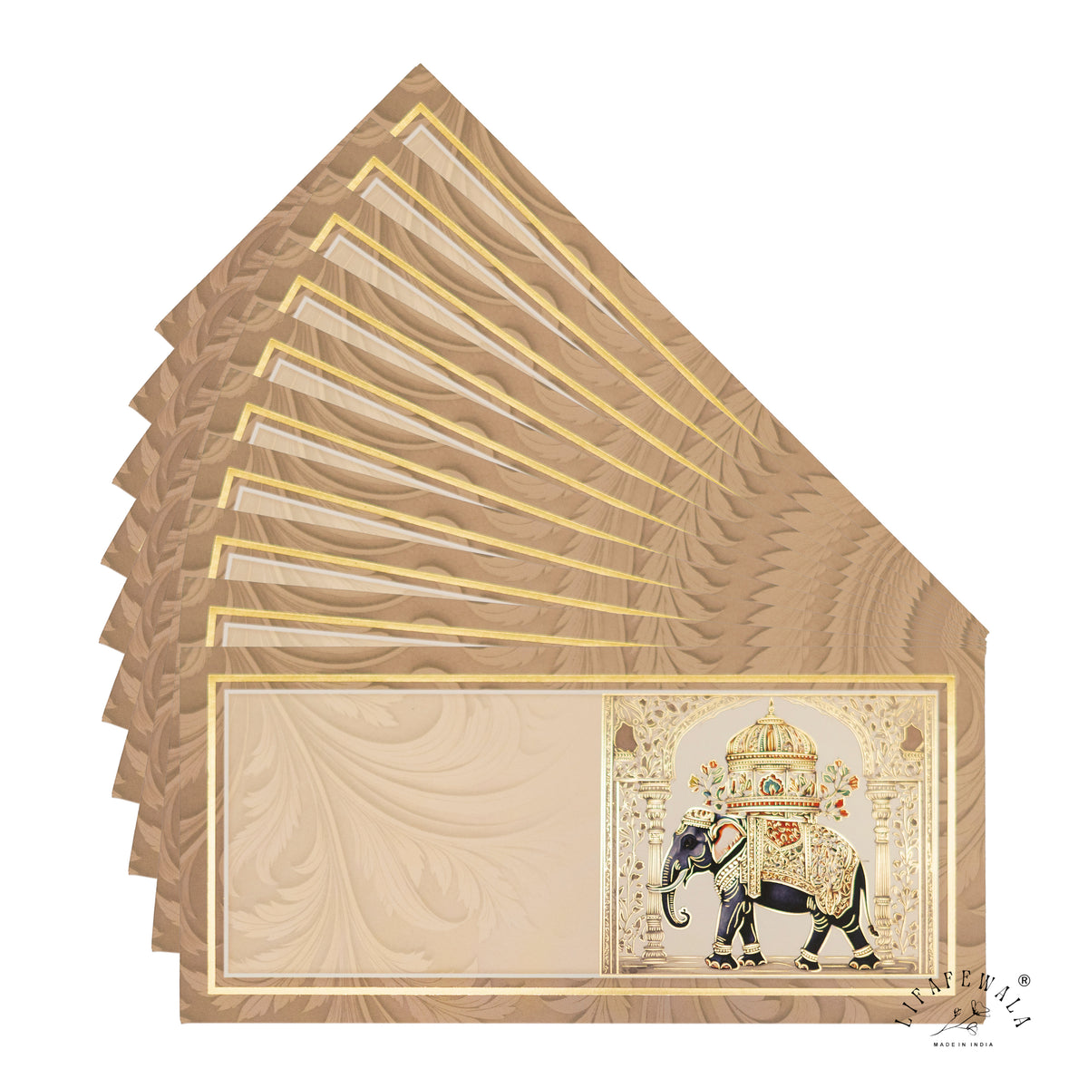 Royal Elephant Howdah velvet shagun envelope by LIFAFEWALA – fanned pack