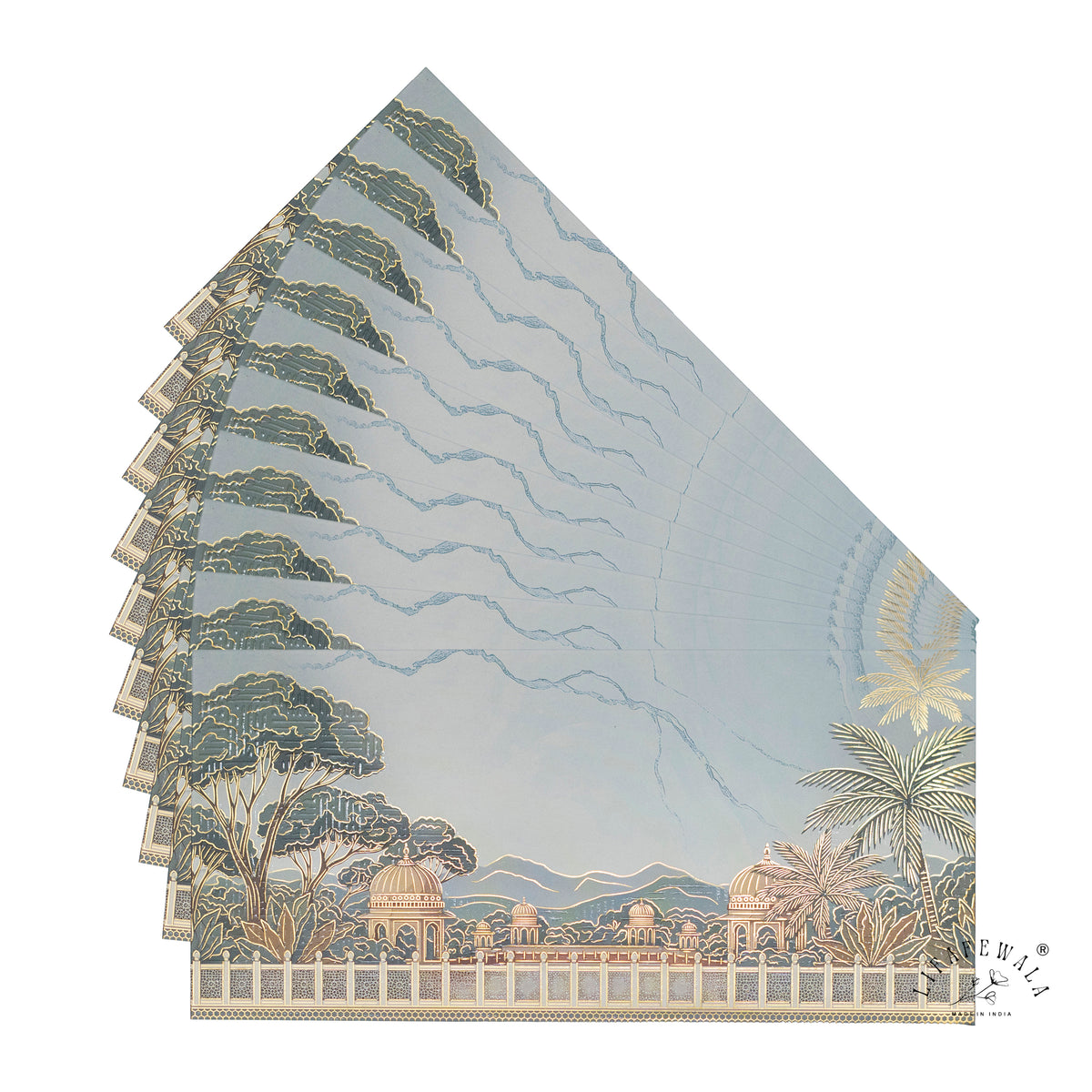 Blue Marble Palace Landscape matte UV shagun envelope by LIFAFEWALA – fanned pack