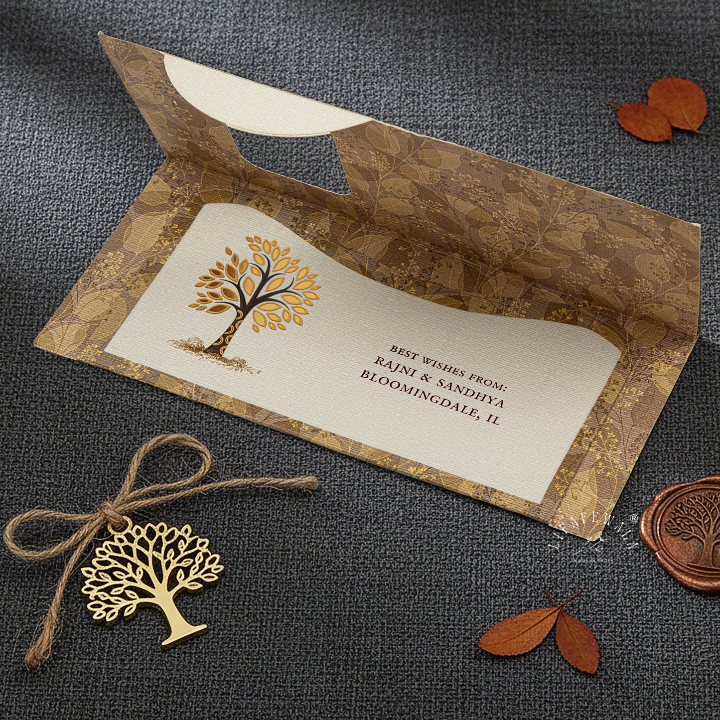 LIFAFEWALA Velvet Tree Design Jumbo Shagun Envelopes | Gold Foil Premium Cash Lifafa (Pack of 20–200)