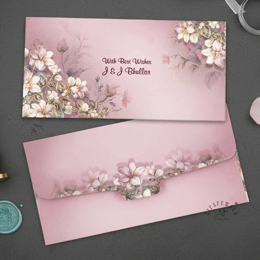 Purple Floral Golden Foil Shagun Envelopes | LIFAFEWALA (Pack of 20–200, Matte Finish Money Gift Covers)