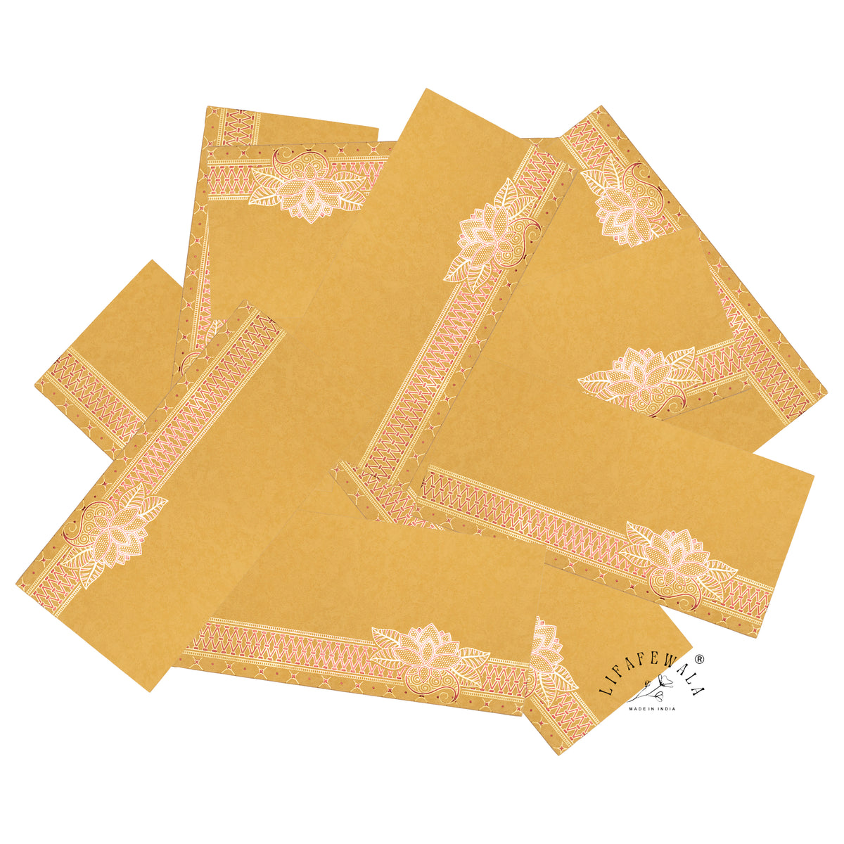 Golden Kamal Lotus velvet shagun envelope by LIFAFEWALA – scattered envelopes
