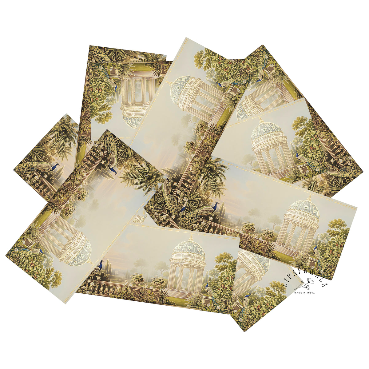 Vintage Garden Rotunda & Peacock velvet shagun envelope by LIFAFEWALA – scattered envelopes