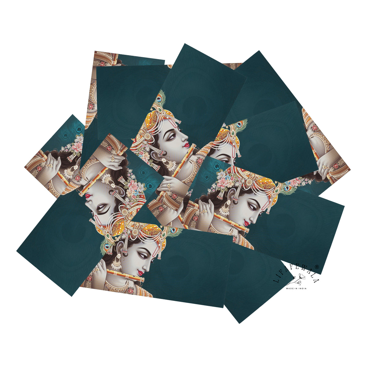 Krishna Flute and Peacock Feather velvet shagun envelope by LIFAFEWALA – scattered envelopes