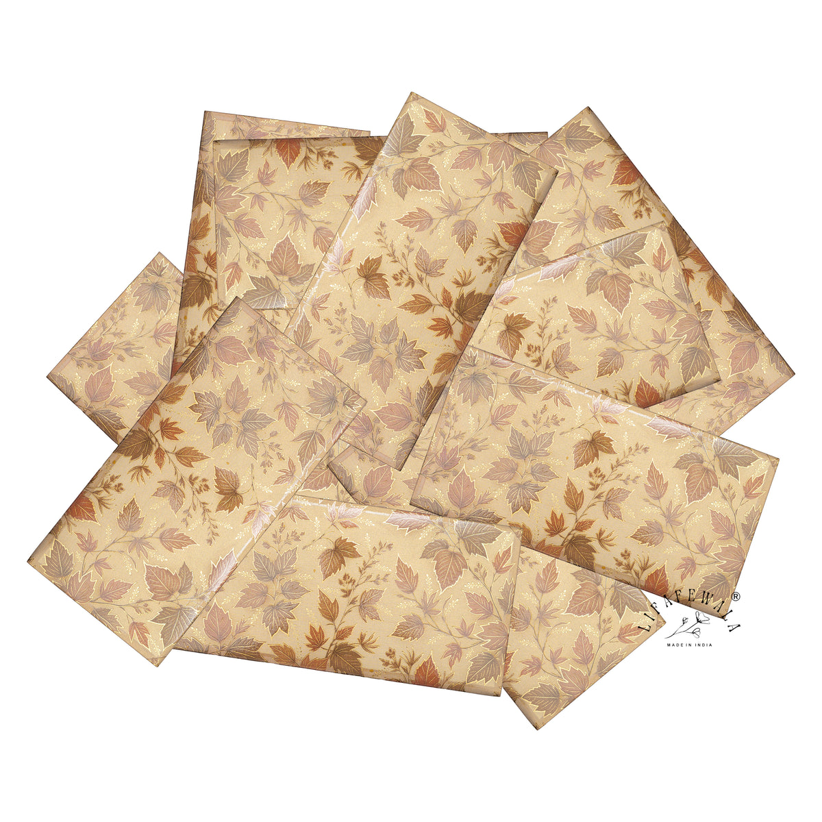 Golden Autumn Leaves scented metallic shagun envelope by LIFAFEWALA – scattered envelopes