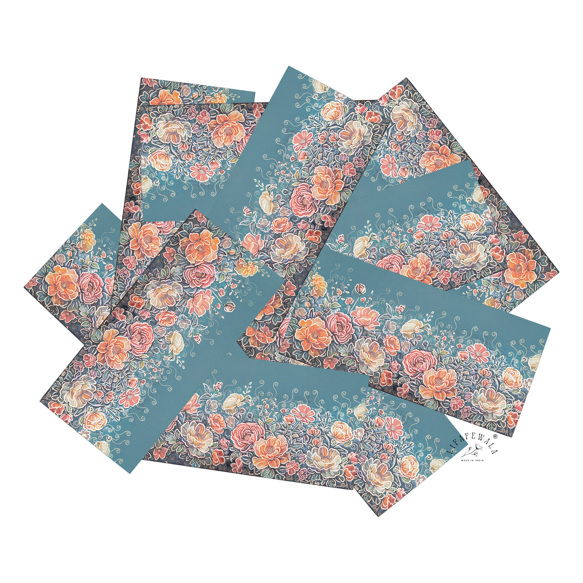 Dusty Blue Rose Garden matte shagun envelope by LIFAFEWALA – scattered envelopes