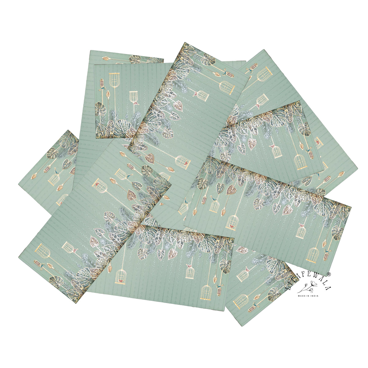 Sage Green Birdcage & Lantern matte shagun envelope by LIFAFEWALA – scattered envelopes