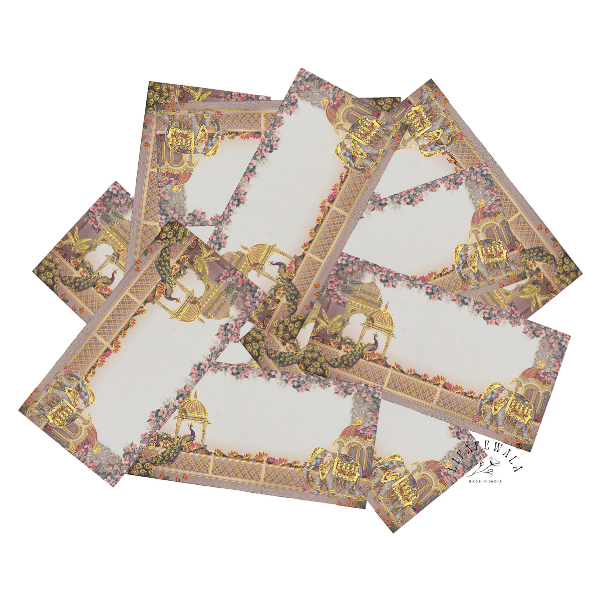 Peacock and Elephant Palace Terrace matte shagun envelope by LIFAFEWALA – scattered envelopes