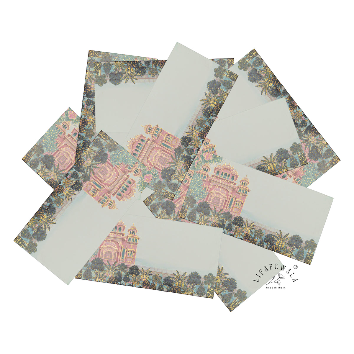 Pink Palace Garden digital print shagun envelope by LIFAFEWALA – scattered envelopes