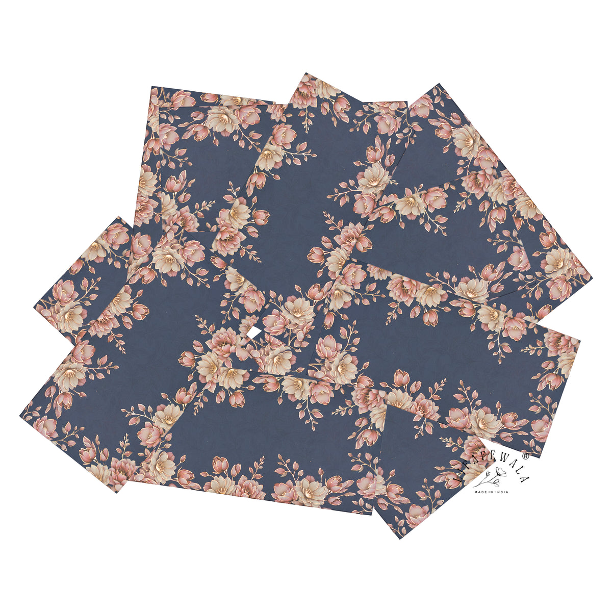 Navy Blue Blush Blossom matte shagun envelope by LIFAFEWALA – scattered envelopes