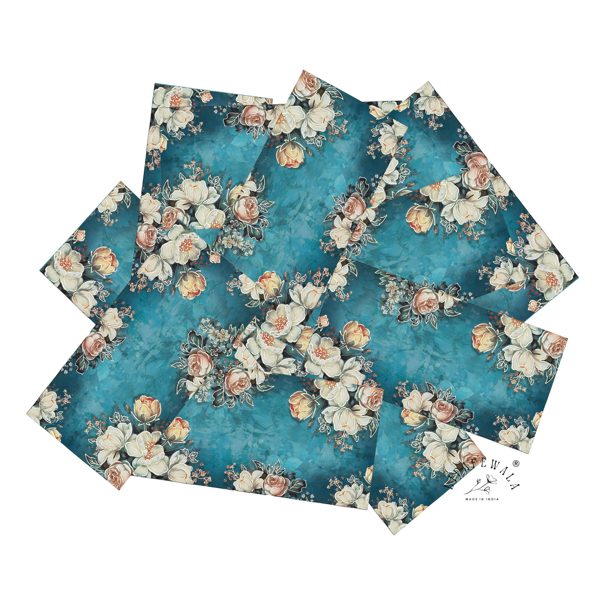 Teal Vintage Roses velvet shagun envelope by LIFAFEWALA – scattered envelopes