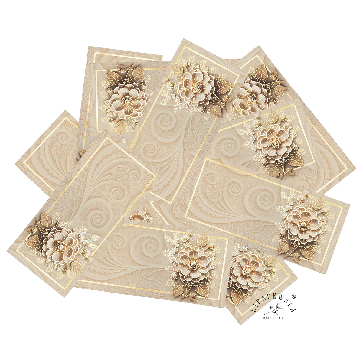 Ivory 3D Look Flower Bouquet velvet shagun envelope by LIFAFEWALA – scattered envelopes