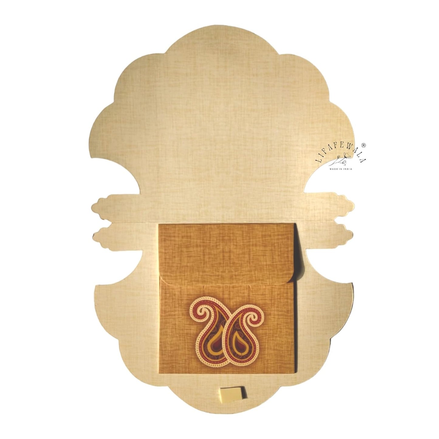 Lifafewala Unique and Exclusive Designer Fan Shaped Money And Shagun Envelopes for Weddings, Birthdays and Various other Occasions (Cream)